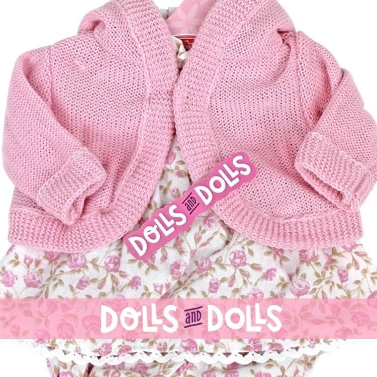 Outfit for Antonio Juan doll 33-34 cm - Pink floral print outfit with pink jacket