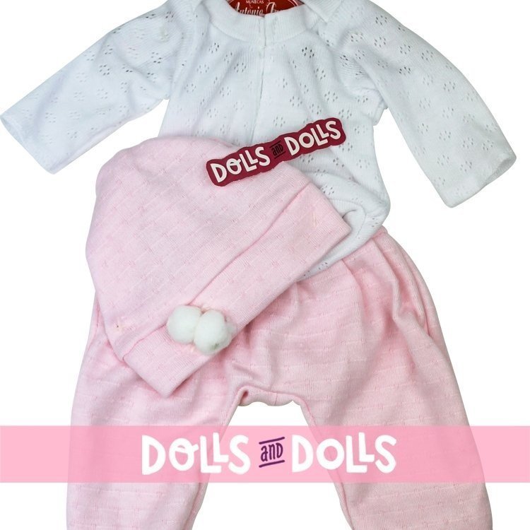 Antonio Juan doll 33-34 cm Outfit - Pink and white pyjamas with hat