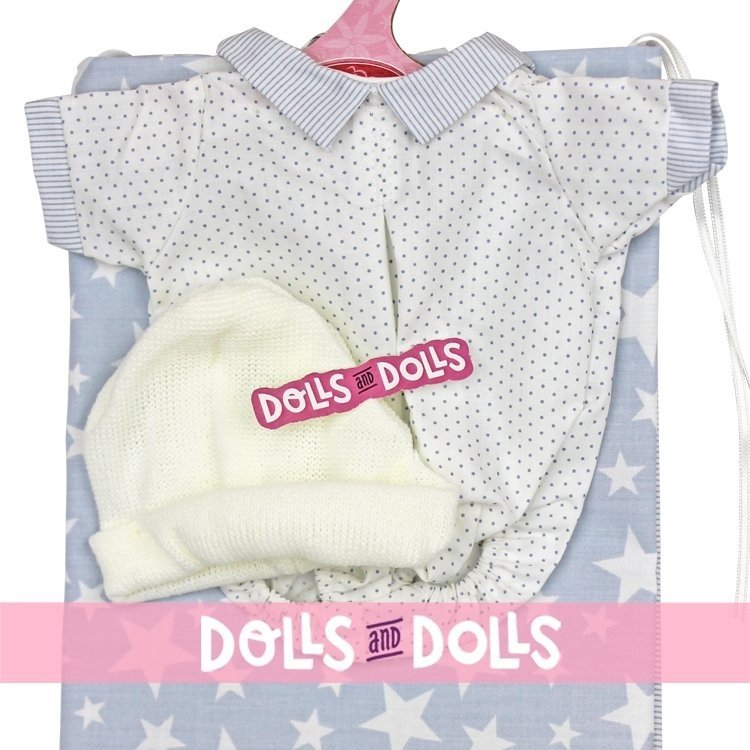 Antonio Juan doll 33-34 cm Outfit - Blue star blanket, white dotted body and hat set
