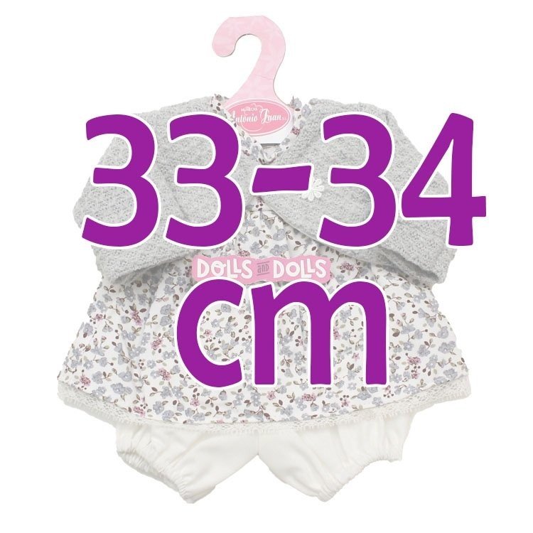 Outfit for Antonio Juan doll 33-34 cm - Floral print outfit with grey jacket