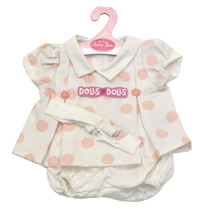 Outfit for Antonio Juan doll 40-42 cm - Pink polka dot dress with headband
