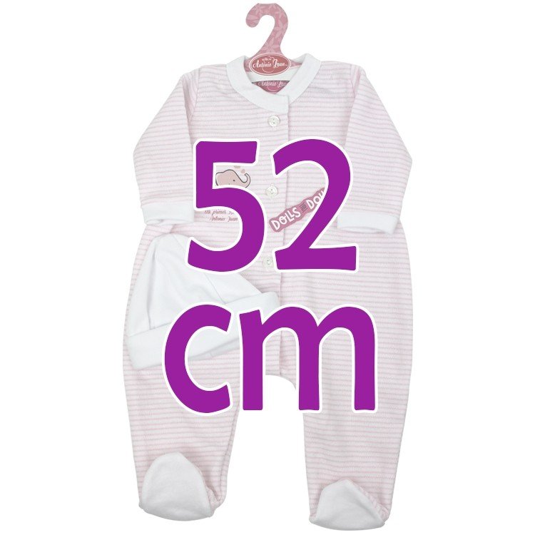 Outfit for Antonio Juan doll 52 cm - Mi Primer Reborn Collection - Pink striped pyjamas with hat