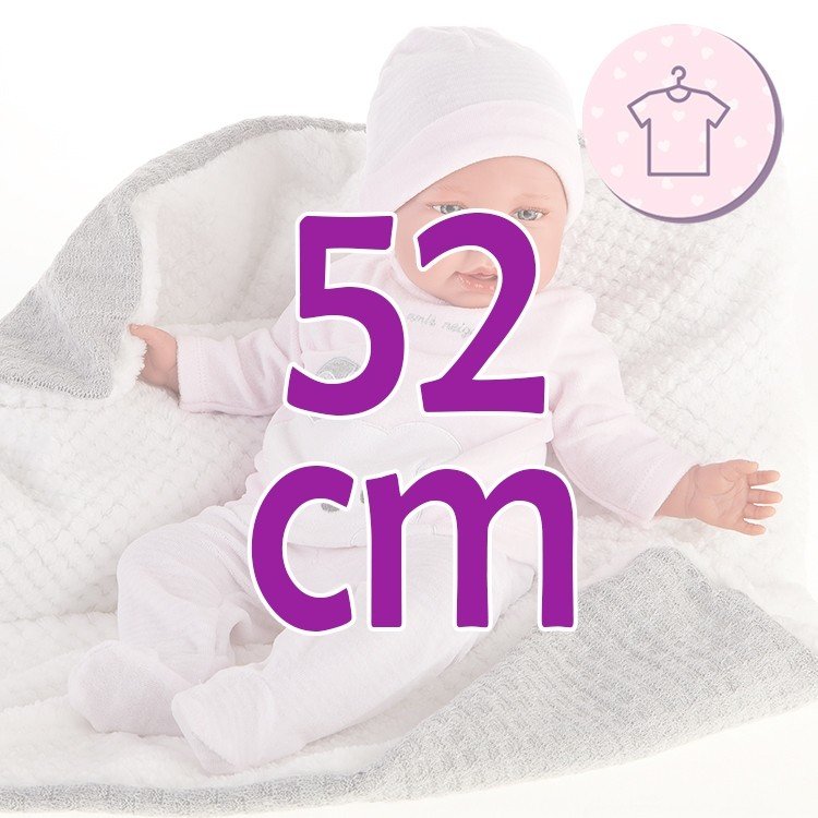 Outfit for Antonio Juan doll 52 cm - Mi Primer Reborn Collection - Pink striped penguin pyjamas with hat