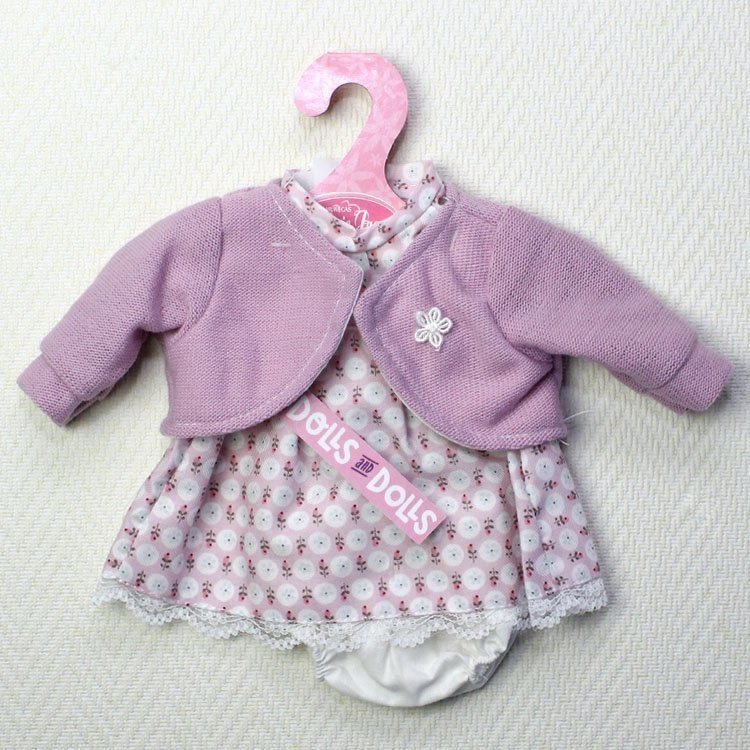 Outfit for Antonio Juan doll - Floral dress with mauve jacket 33-34 cm