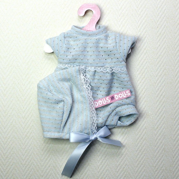 Outfit for Antonio Juan doll - Light blue rompers with hat with loop 33-34 cm