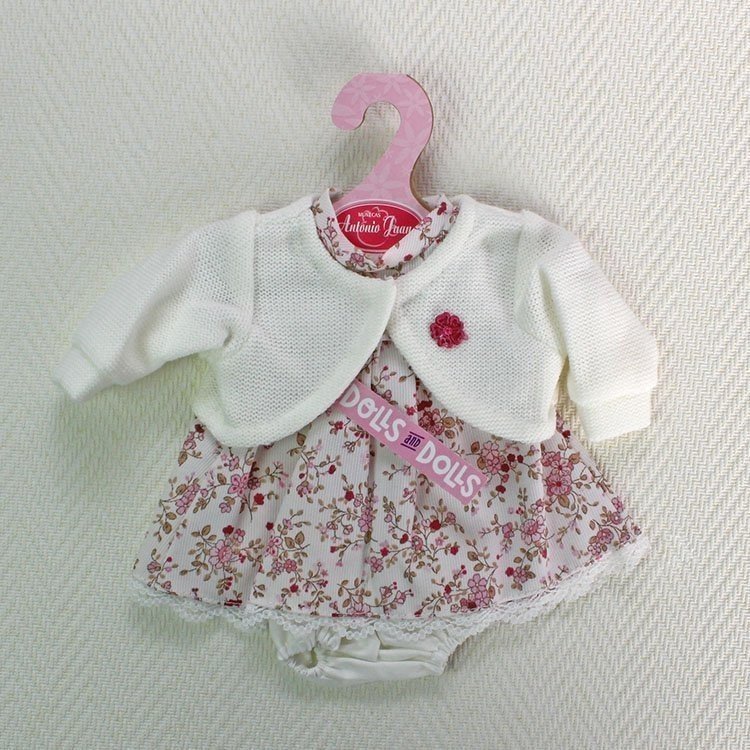 Antonio Juan doll 33-34 cm Outfit - White dress with red wine colour flowers with jacket