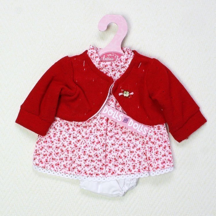 Outfit for Antonio Juan doll 33-34 cm - Dress with red flowers and red jacket