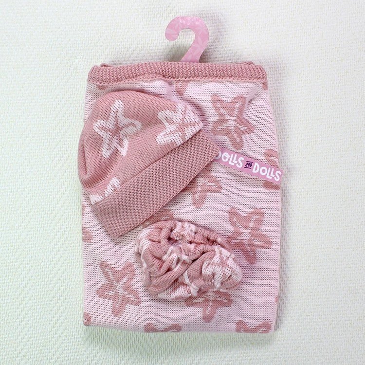 Outfit for Antonio Juan doll 33-34 cm - Pink stars set with blanket, panties and hat