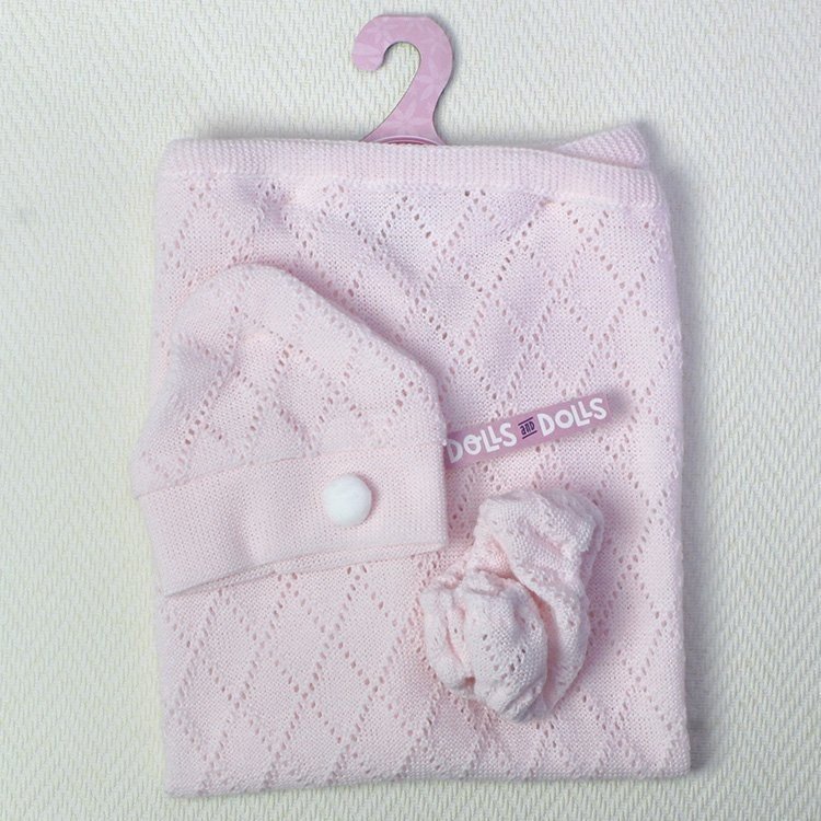 Outfit for Antonio Juan doll 33-34 cm - Pink blanket, knickers and hat