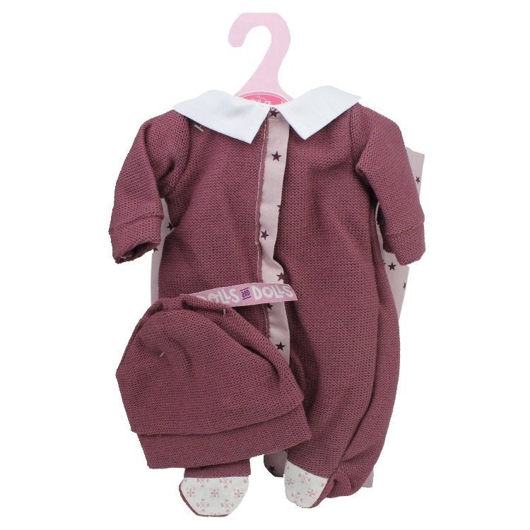 Outfit for Antonio Juan doll 33-34 cm - Maroon romper with star printed blanket