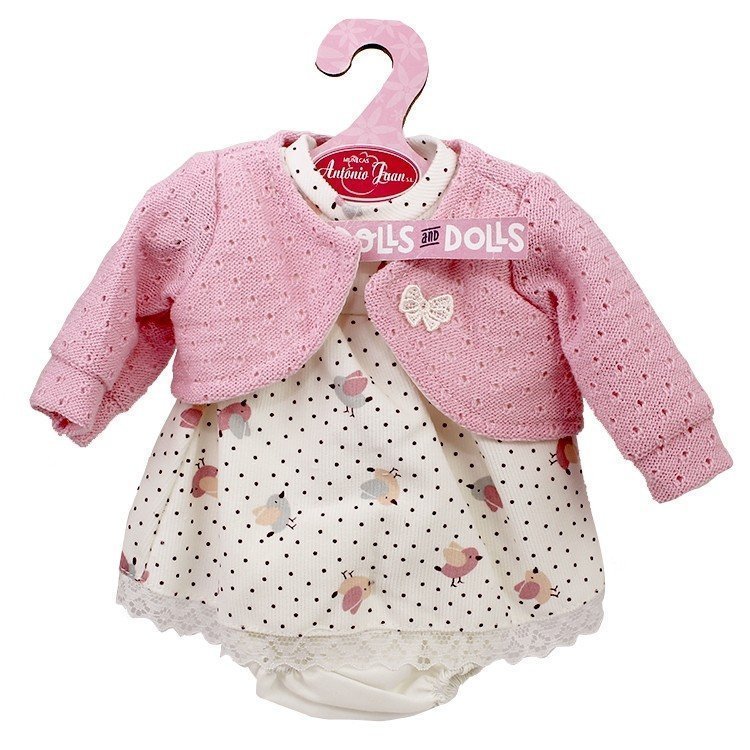 Outfit for Antonio Juan doll 33-34 cm - Birdy printed outfit with pink jacket