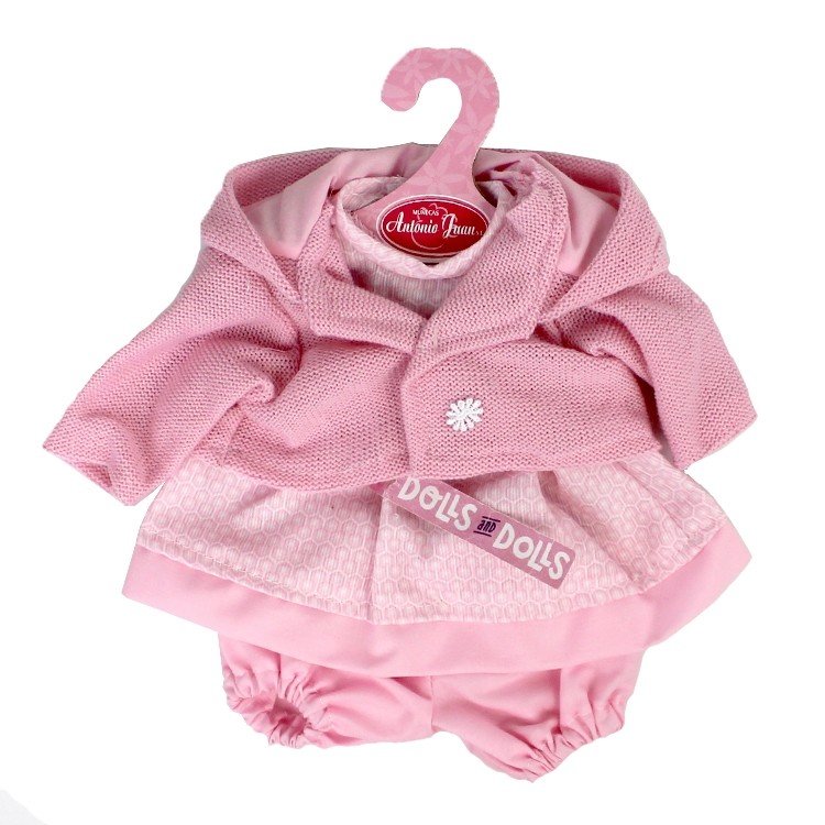 Outfit for Antonio Juan doll 33-34 cm - Honeycomb printed outfit with pink jacket
