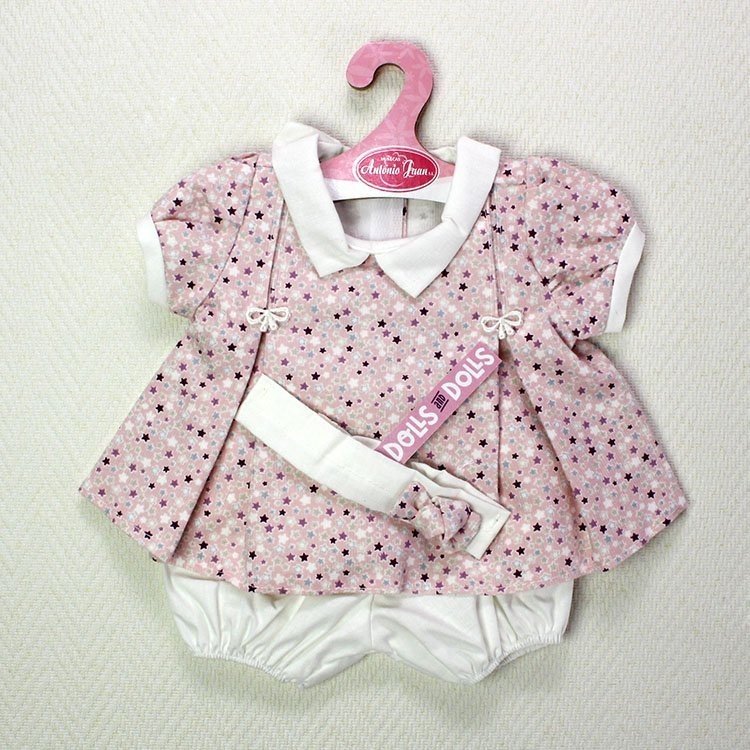 Outfit for Antonio Juan doll - Pink dress with stars and headband 40-42 cm