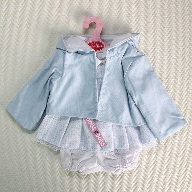 Outfit for Antonio Juan doll - Blue hexagons dress with blue jacket with hood 40-42 cm