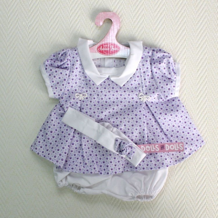 Outfit for Antonio Juan doll - Dress with purple circles with headband 40-42 cm  
