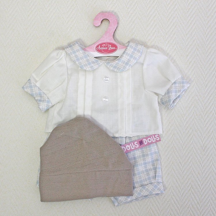  Outfit for Antonio Juan doll - Blue square set with hat 40-42 cm