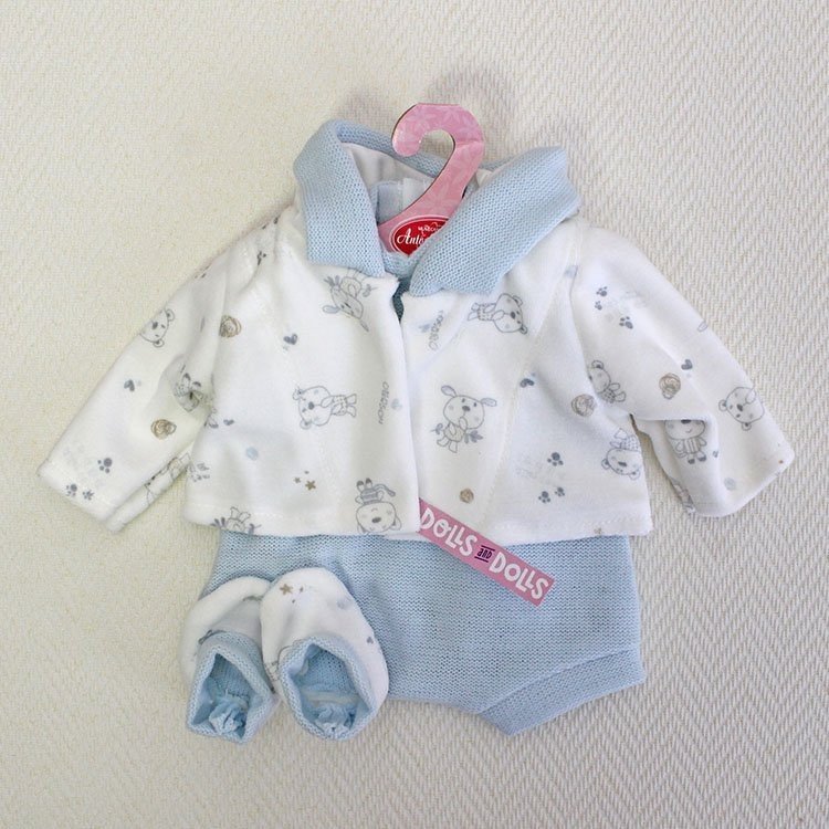 Outfit for Antonio Juan doll - Blue romper with jacket and booties 40-42 cm