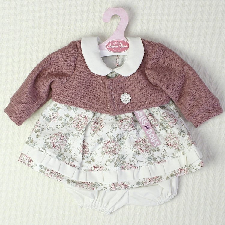 Outfit for Antonio Juan doll 40-42 cm - Floral printed dress with old rose jacket