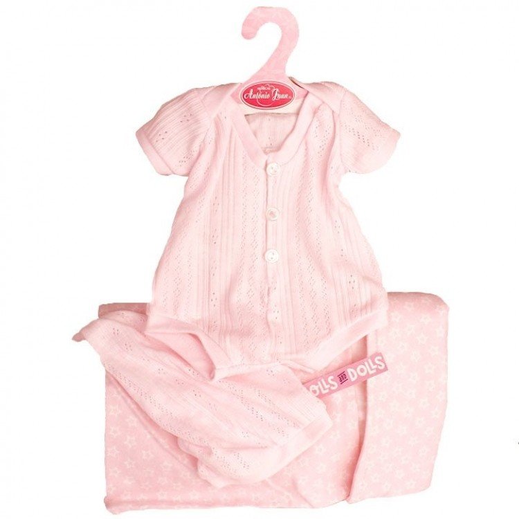 Outfit for Antonio Juan doll 40-42 cm - Pink romper with hat and star printed sleeping-bag