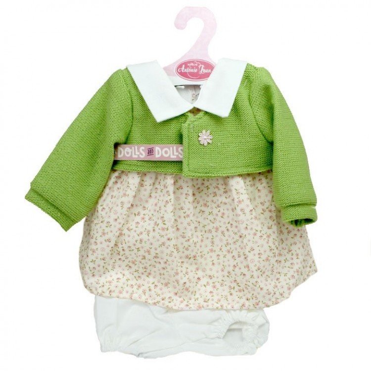 Outfit for Antonio Juan doll 40-42 cm - Flower printed dress with green jacket