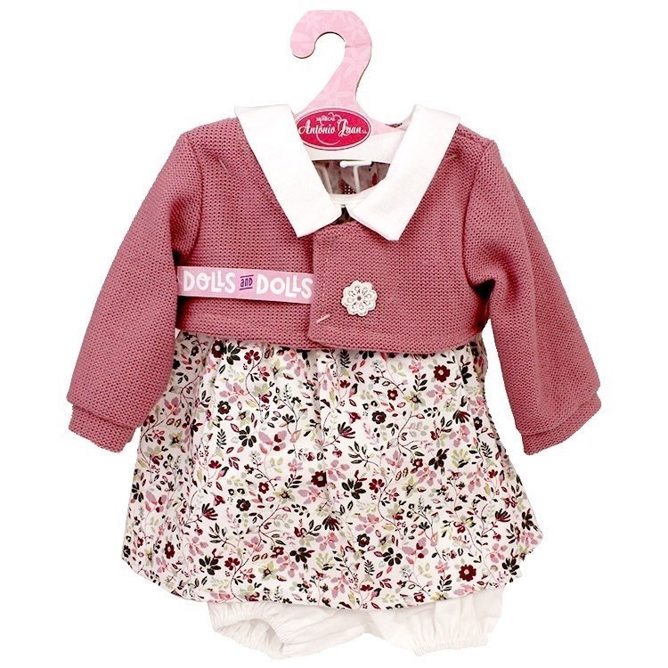 Outfit for Antonio Juan doll 40-42 cm - Flower printed outfit with dusky pink jacket