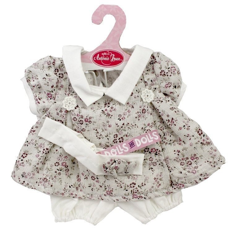Outfit for Antonio Juan doll 40-42 cm - Flower printed grey outfit with headband