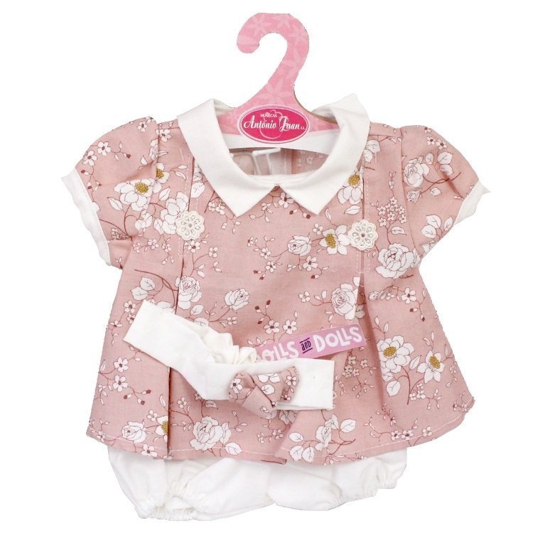 Outfit for Antonio Juan doll 40-42 cm - Flower printed pale pink dress with headband