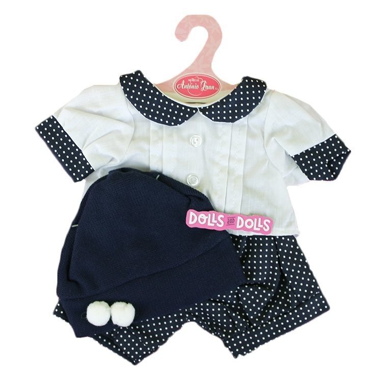 Outfit for Antonio Juan doll 40-42 cm - White dots outift with hat