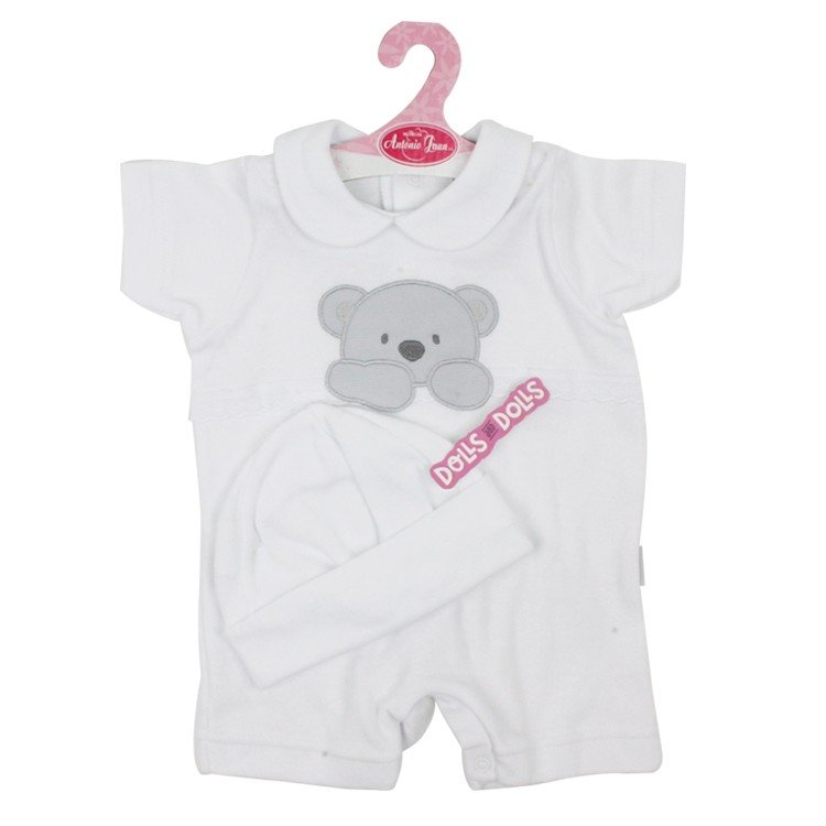 Outfit for Antonio Juan doll 40 - 42 cm - Sweet Reborn Collection - White bear printed pyjamas with hat