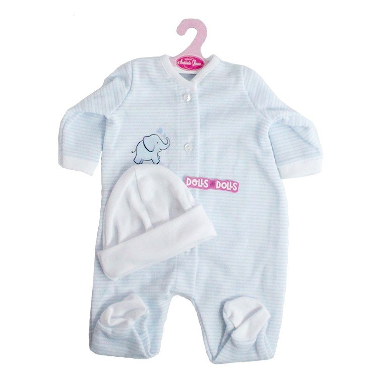 Outfit for Antonio Juan doll 52 cm - Mi Primer Reborn Collection - Blue stripped pyjamas with hat