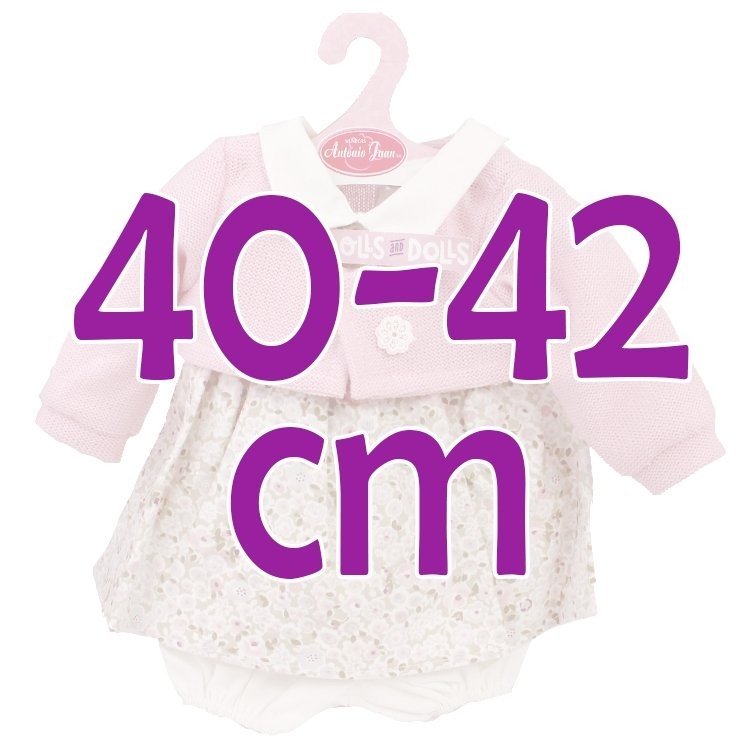 Outfit for Antonio Juan doll 40-42 cm - Flower printed dress with pink jacket