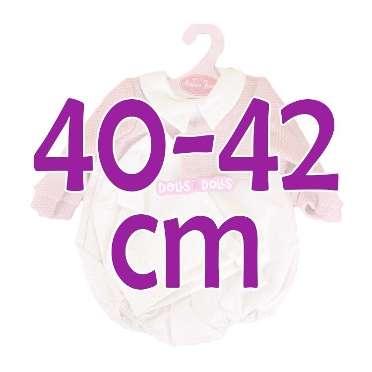 Outfit for Antonio Juan doll 40-42 cm - Dots printed outfit with pink jacket and hat