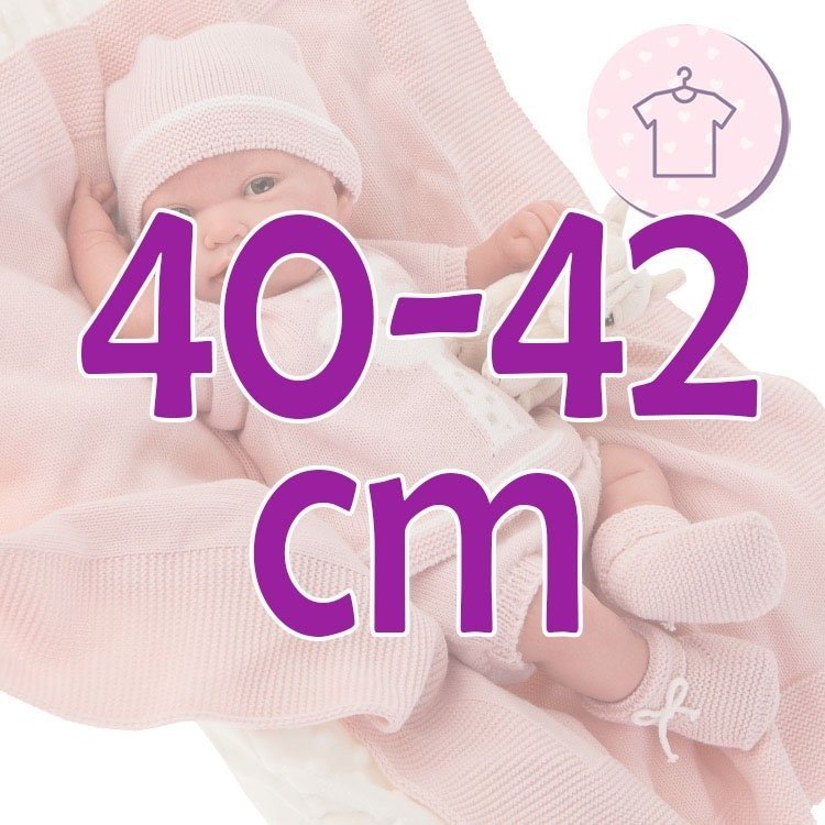 Outfit for Antonio Juan doll 40 - 42 cm - Sweet Reborn Collection - Giraffe pink stitched outfit with booties and hat
