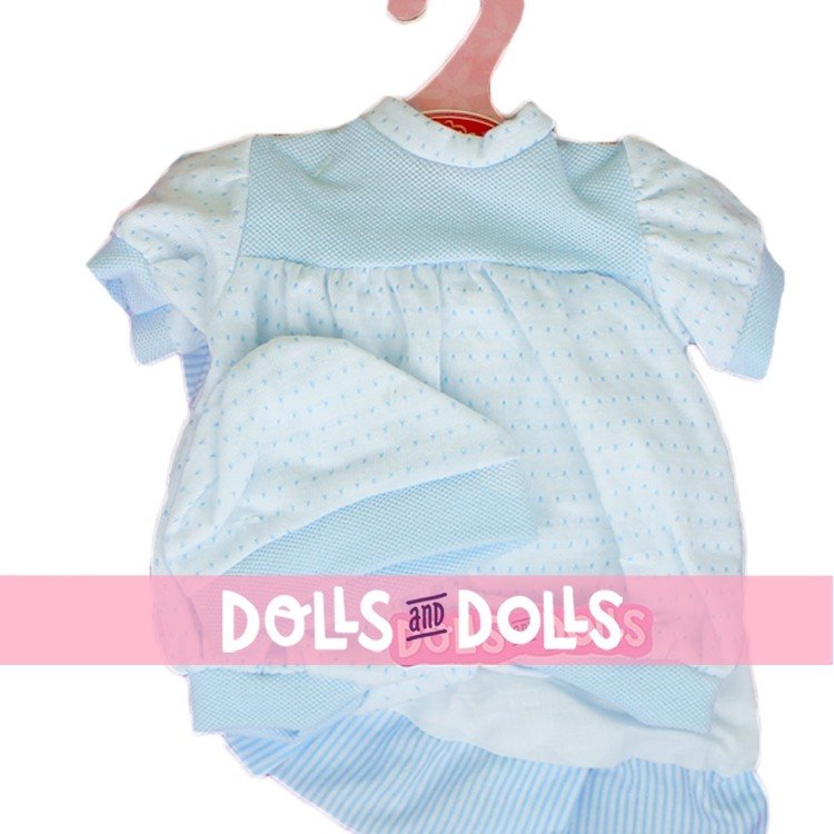 Outfit for Antonio Juan doll 26-27 cm - Blue and white outfit with hat and blanket
