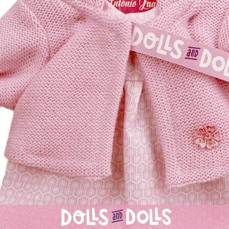 Outfit for Antonio Juan doll 33-34 cm - Honeycomb fabric dress with pink jacket