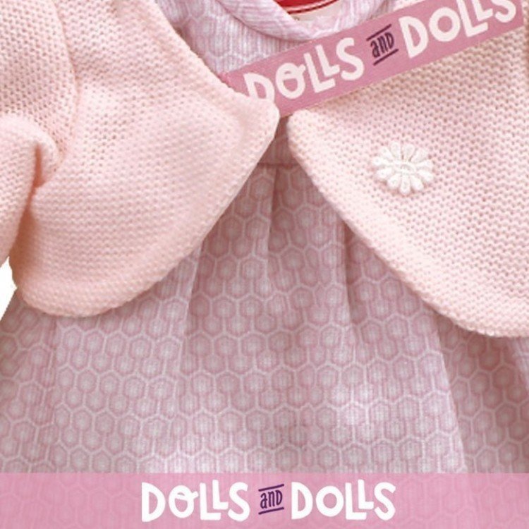 Outfit for Antonio Juan doll 33-34 cm - Honeycomb fabric dress with pale pink jacket
