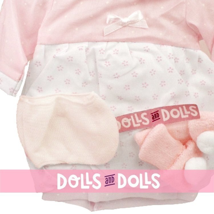 Outfit for Antonio Juan doll 33-34 cm - White and pink outfit with booties and knickers
