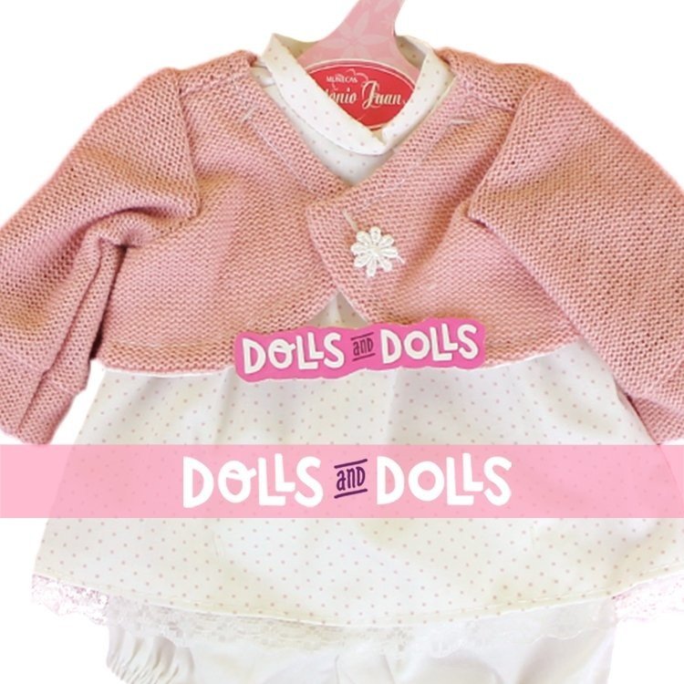 Outfit for Antonio Juan doll 33-34 cm - Pink dots printed outfit with pink jacket