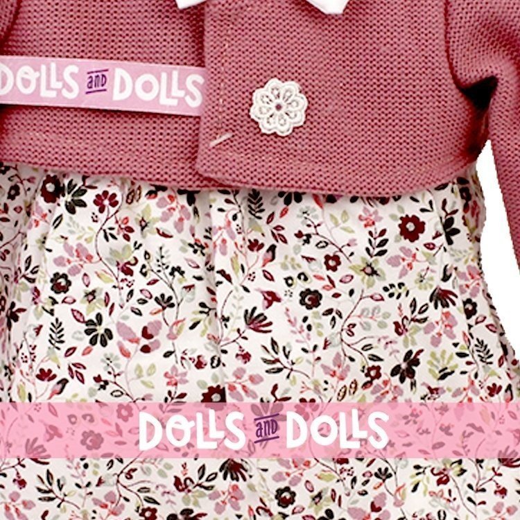 Outfit for Antonio Juan doll 40-42 cm - Flower printed outfit with dusky pink jacket