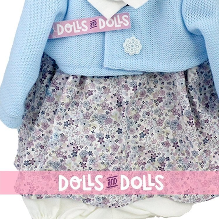 Outfit for Antonio Juan doll 40-42 cm - Flower printed dress with light blue jacket