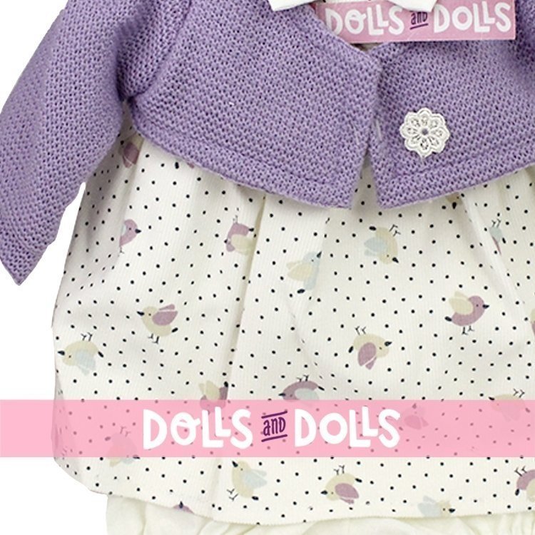 Outfit for Antonio Juan doll 40-42 cm - Birdy printed dress with mallow jacket