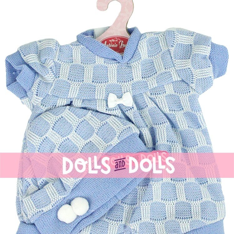 Outfit for Antonio Juan doll 40-42 cm - Blue squares dress with hat