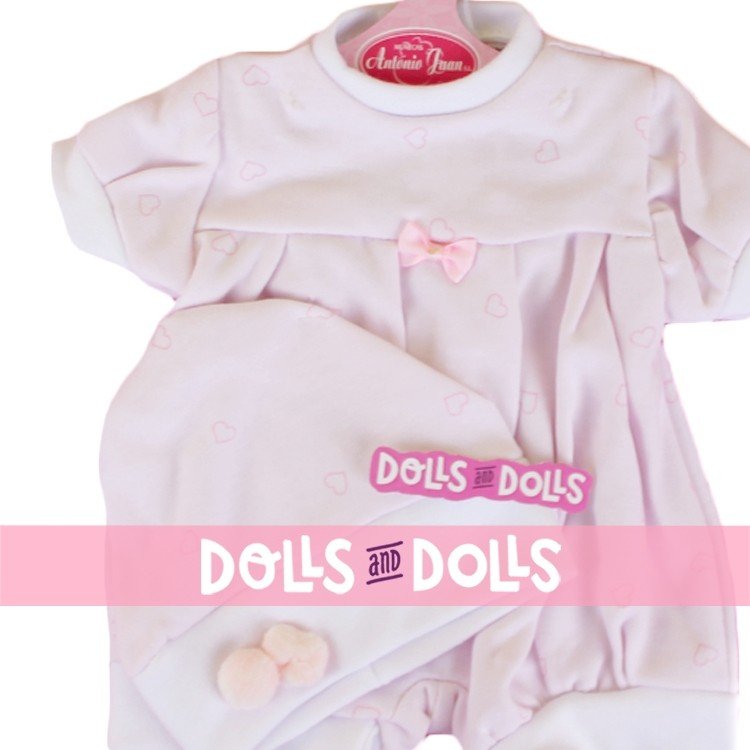 Outfit for Antonio Juan doll 40-42 cm - Pink hearts printed outfit with hat