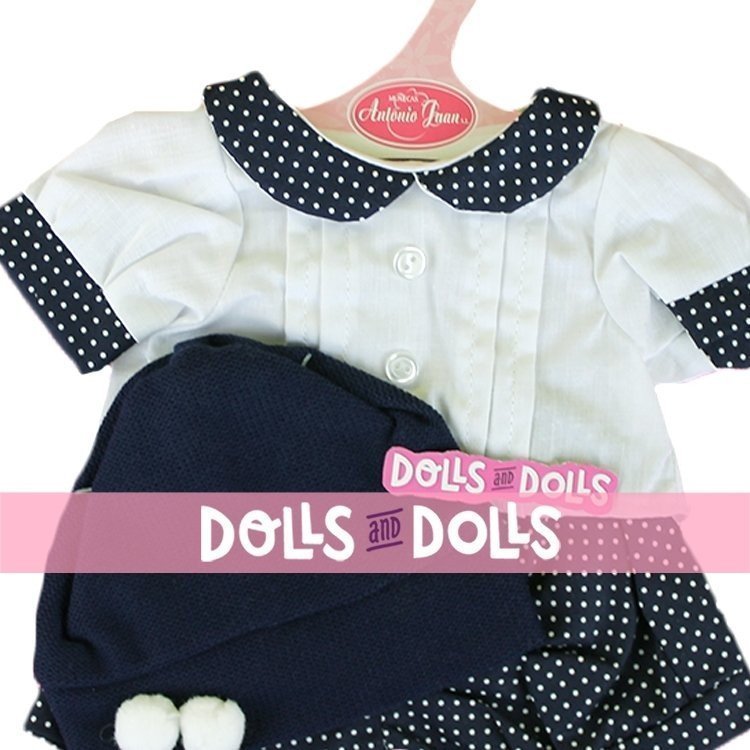 Outfit for Antonio Juan doll 40-42 cm - White dots outift with hat