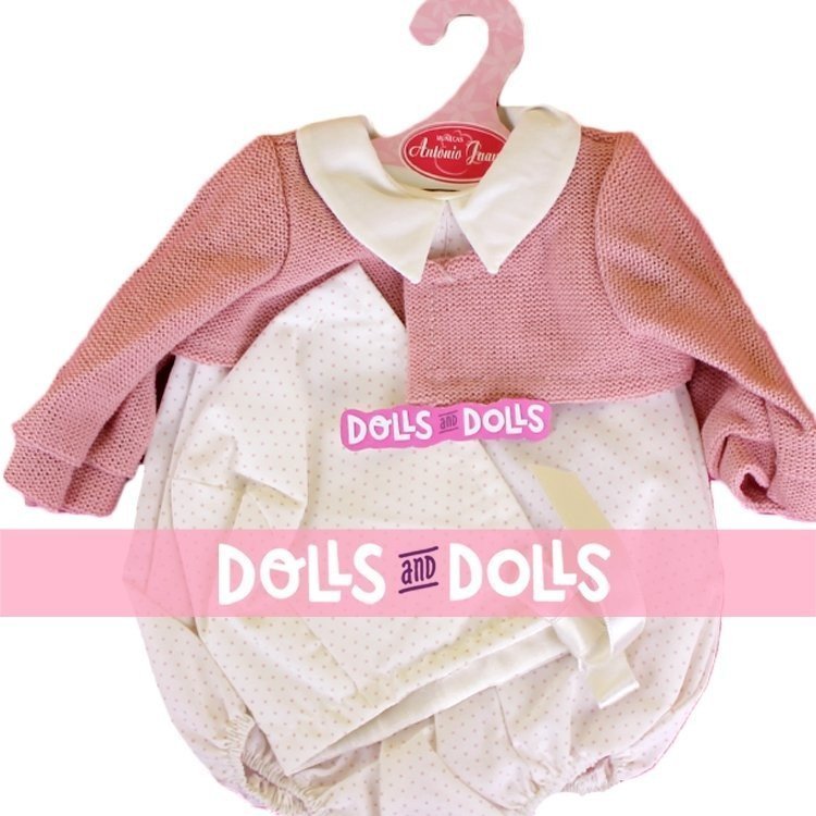 Outfit for Antonio Juan doll 40-42 cm - Dots printed outfit with pink jacket and hat