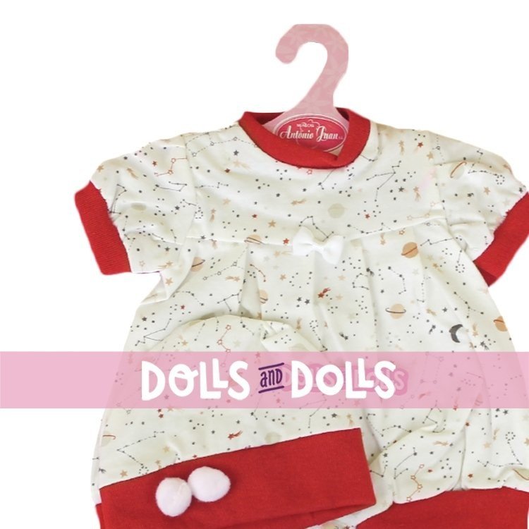 Outfit for Antonio Juan doll 40-42 cm - Stars printed cream outfit with hat