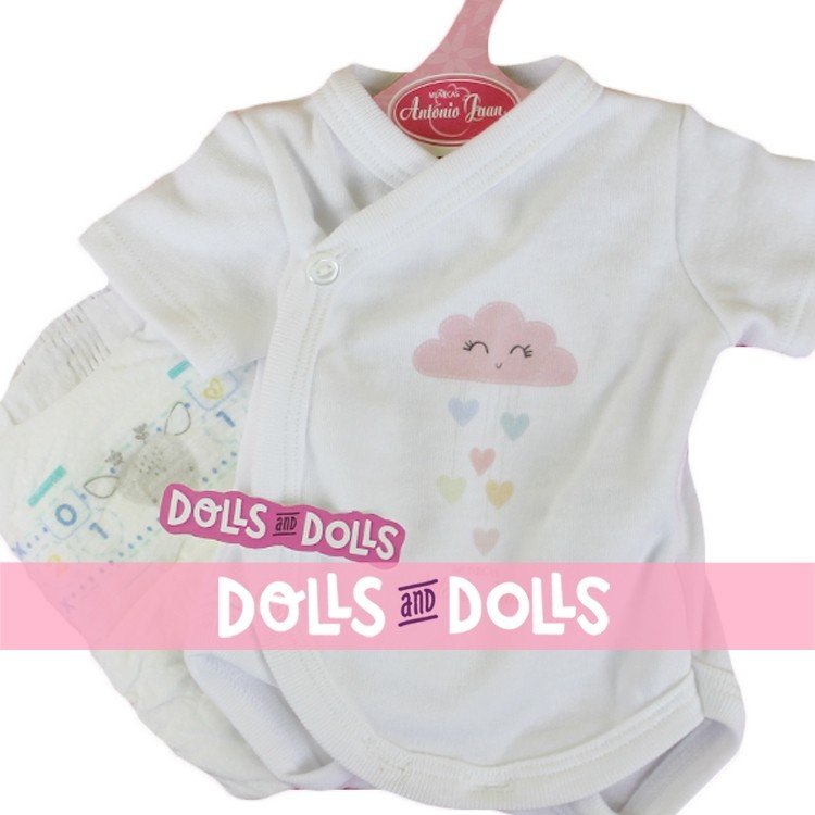 Outfit for Antonio Juan doll 40 - 42 cm - Sweet Reborn Collection - White body with pink cloud with nappy