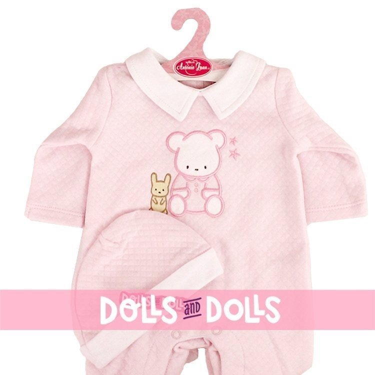 Outfit for Antonio Juan doll 40 - 42 cm - Sweet Reborn Collection - Pink bear printed pyjamas with hat
