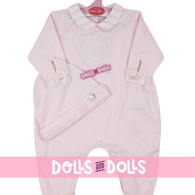 Outfit for Antonio Juan doll 40 - 42 cm - Sweet Reborn Collection - Pink pyjamas with hat "Tartine et chocolat"