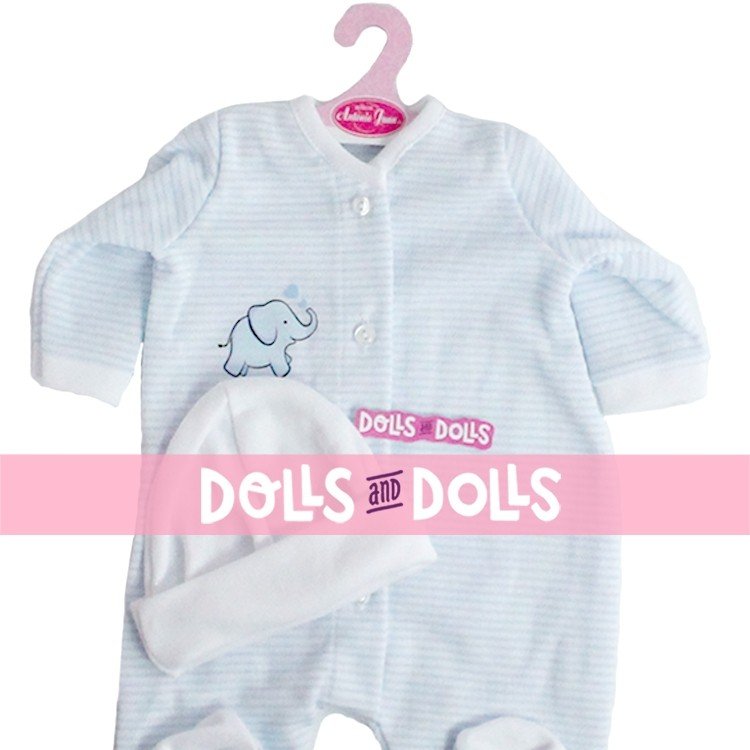 Outfit for Antonio Juan doll 52 cm - Mi Primer Reborn Collection - Blue stripped pyjamas with hat